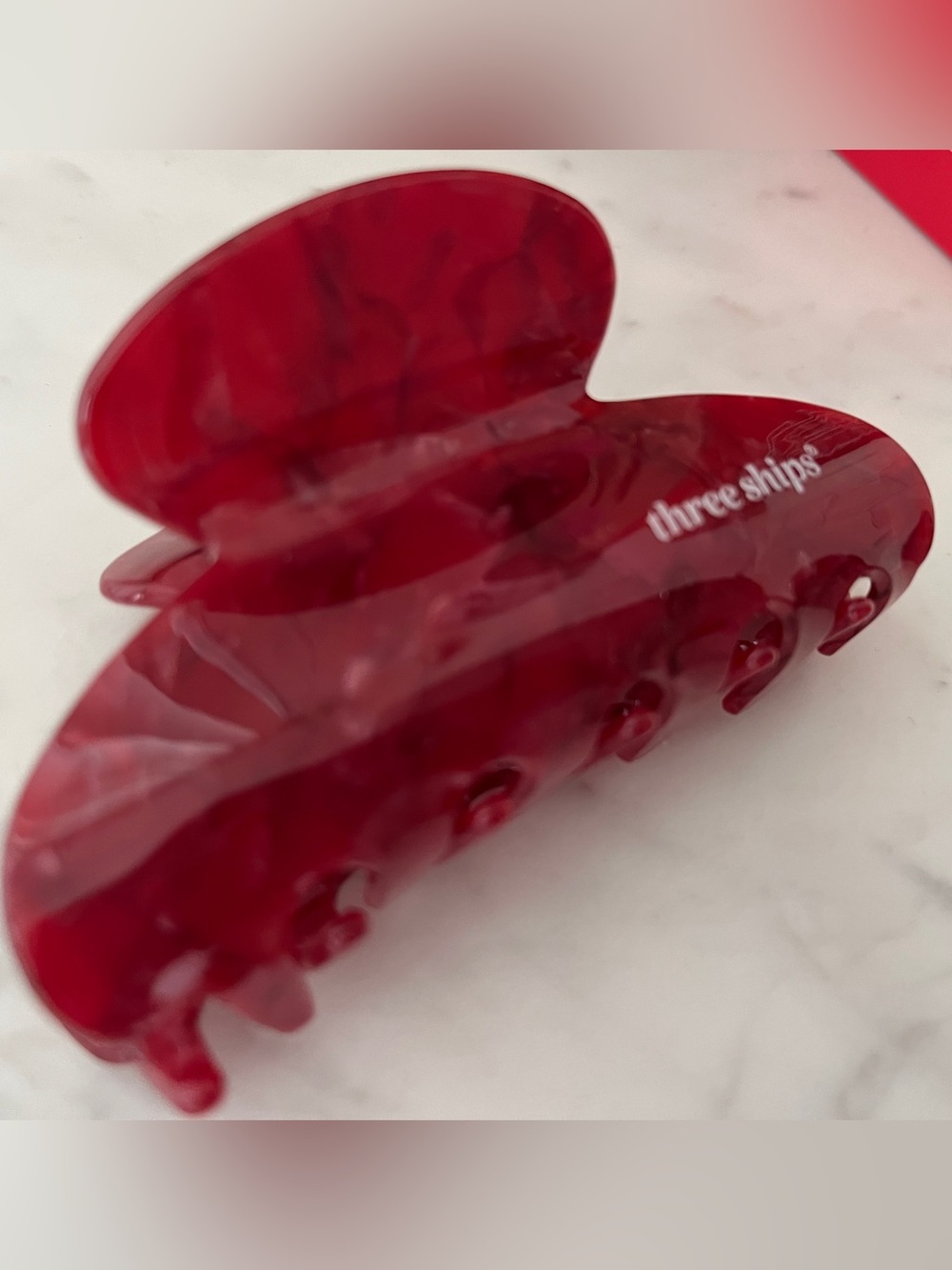 Extra Large Marbleized Dark Cherry Red Claw Clip Hair Tool Accessory